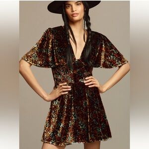 Anthropologie Multicolor Velvet Mini Dress